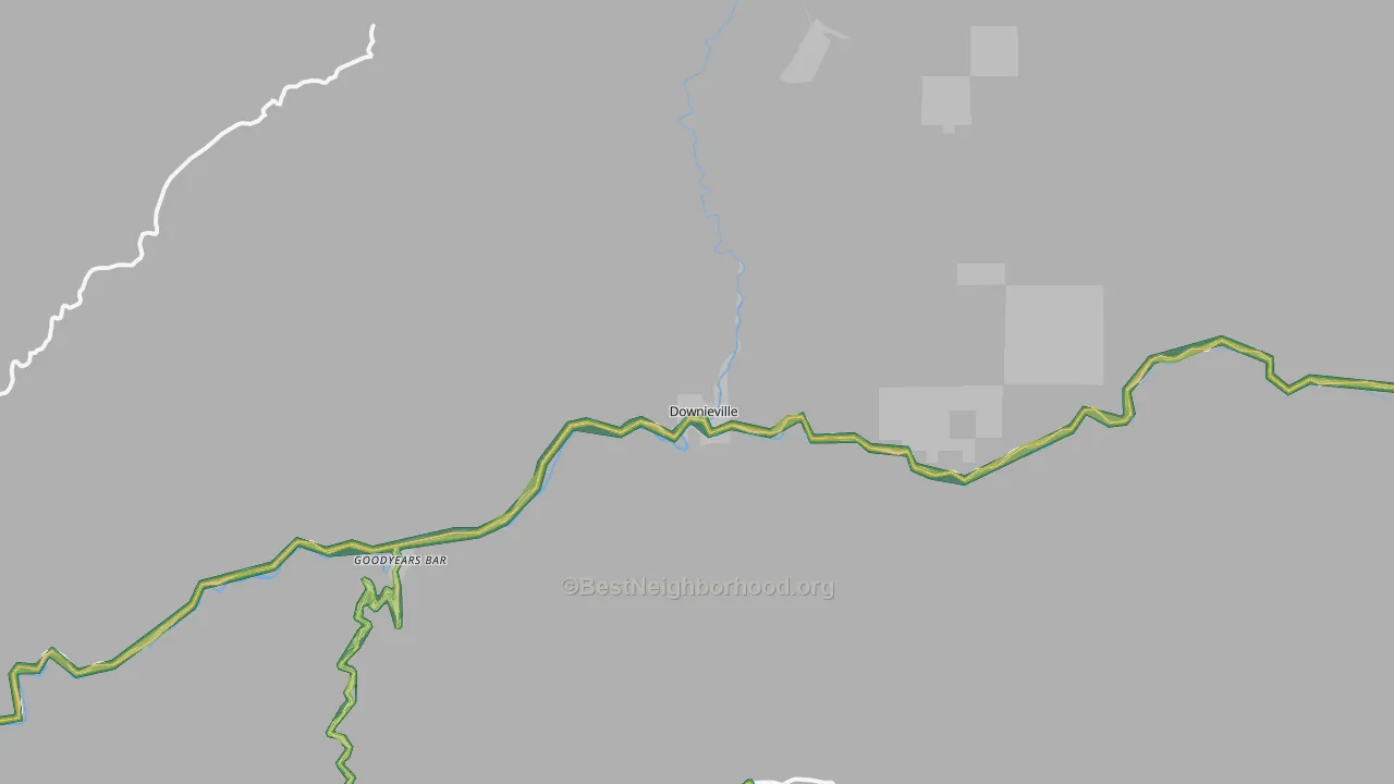 Downieville, CA Map of Noise Levels in Downieville