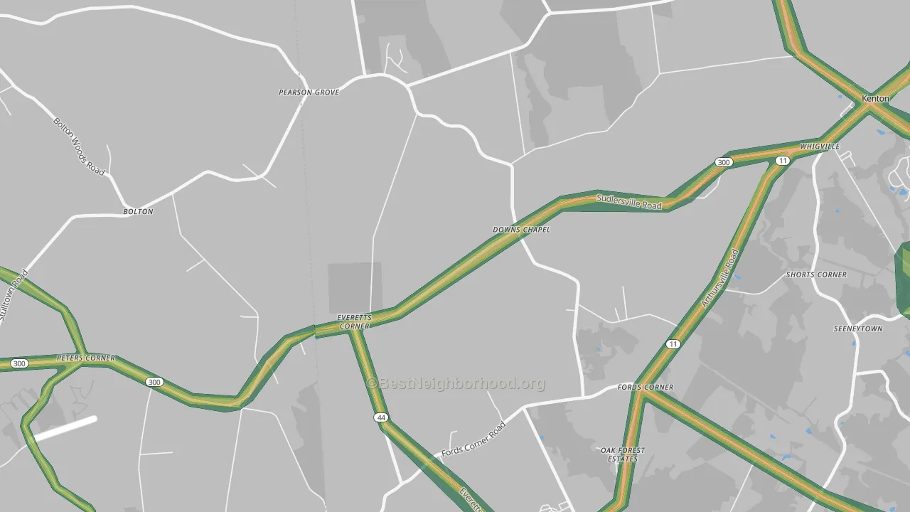 Downs Chapel, DE Map of Noise Levels in Downs Chapel