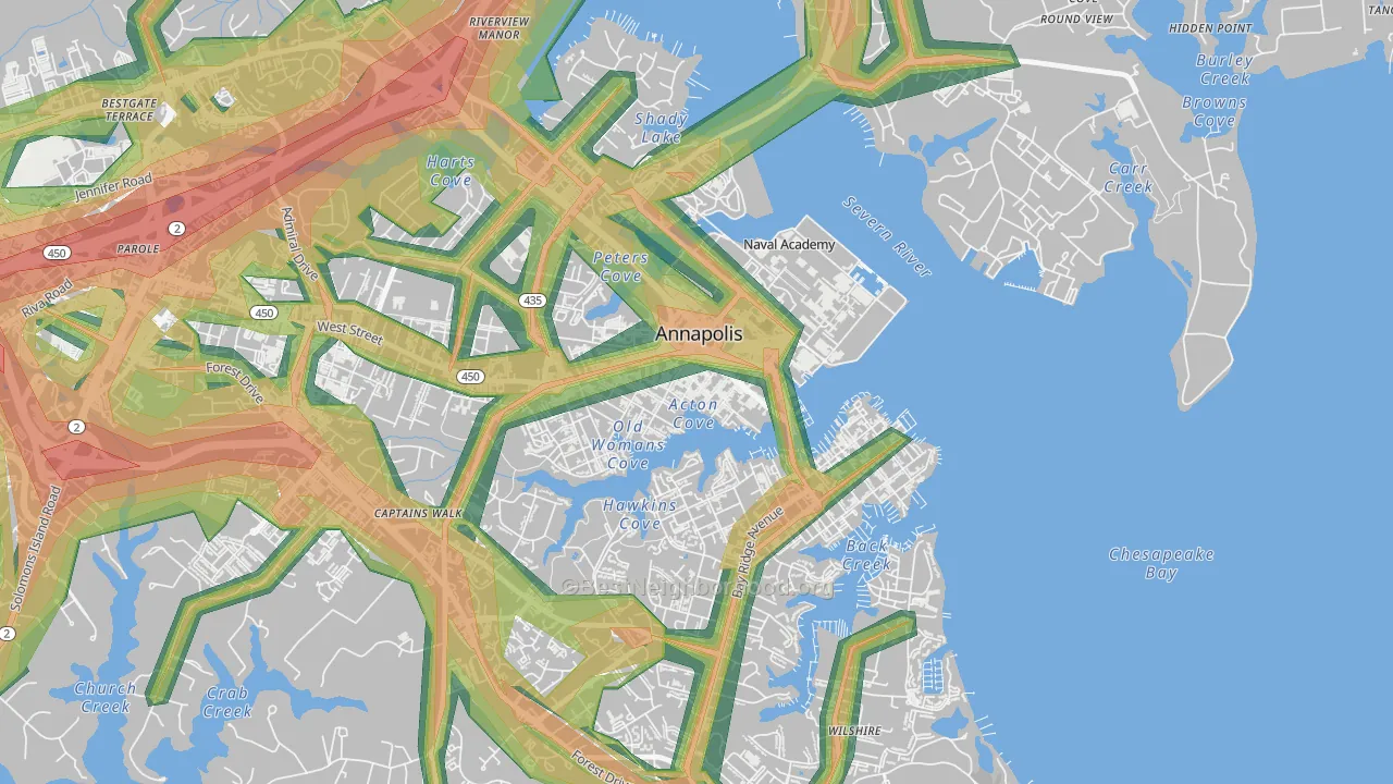 Downtown Annapolis, Annapolis, MD Map of Noise Levels in Downtown Annapolis