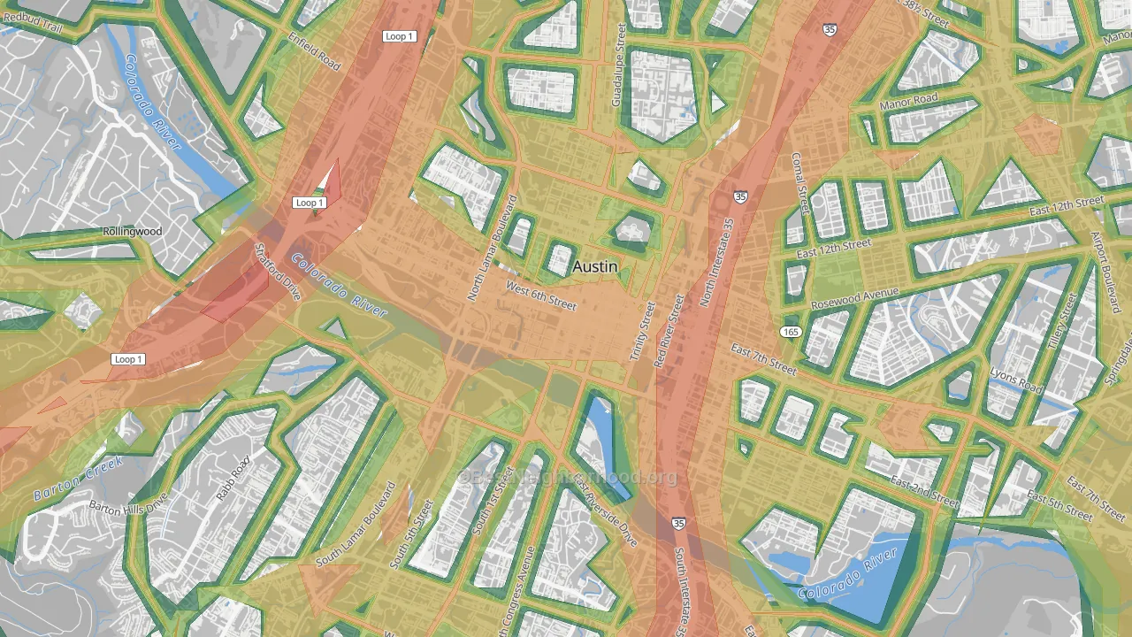 Downtown Austin, Austin, TX Map of Noise Levels in Downtown Austin