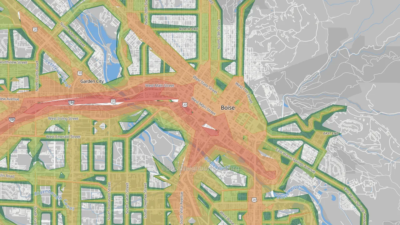 Downtown, Boise, ID Map of Noise Levels in Downtown