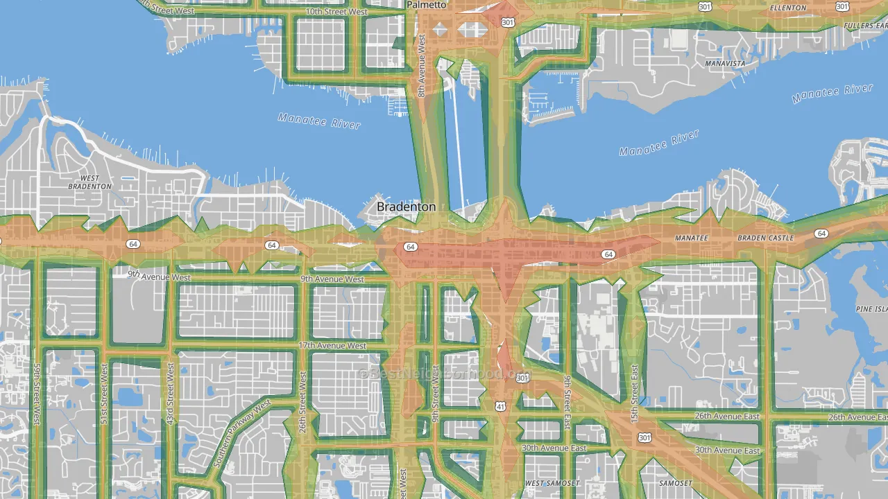 Downtown Bradenton, Bradenton, FL Map of Noise Levels in Downtown Bradenton