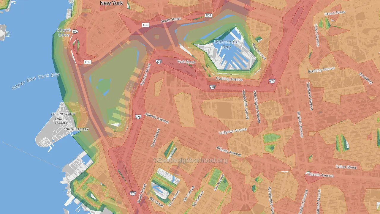 Downtown Brooklyn, Brooklyn, NY Map of Noise Levels in Downtown Brooklyn