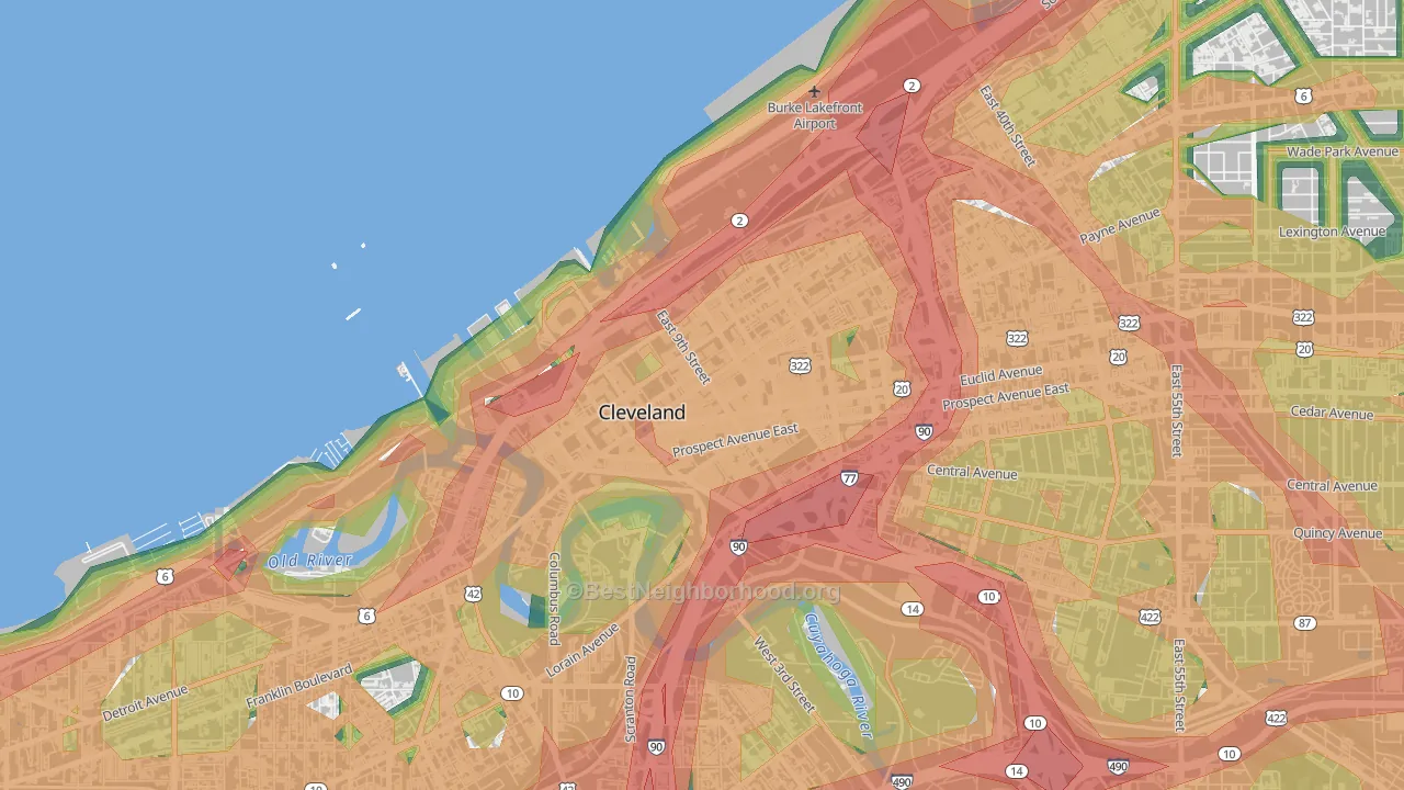Downtown Cleveland, Cleveland, OH Map of Noise Levels in Downtown Cleveland