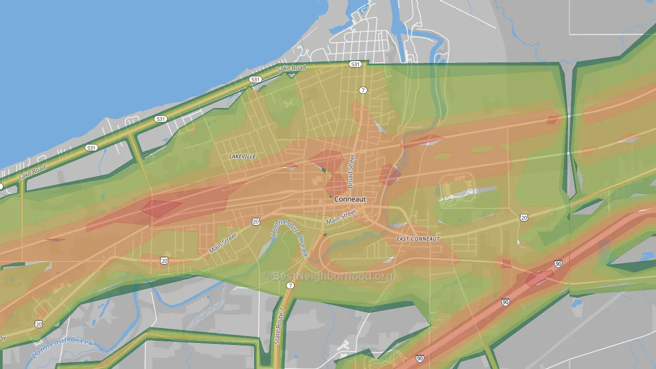 Downtown Conneaut, Conneaut, OH Map of Noise Levels in Downtown Conneaut