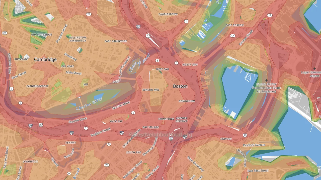 Downtown Crossing, Boston, MA Map of Noise Levels in Downtown Crossing