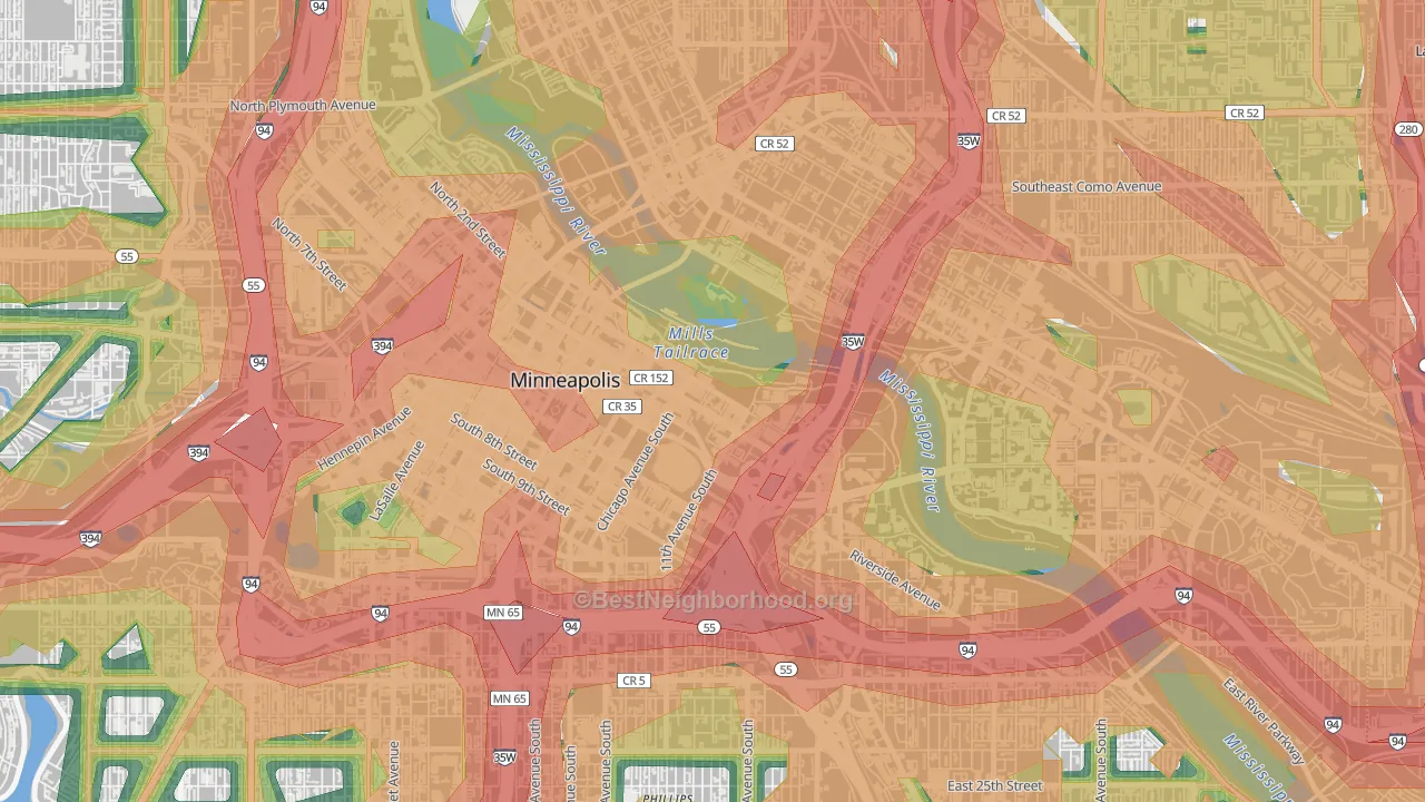 Downtown East, Minneapolis, MN Map of Noise Levels in Downtown East