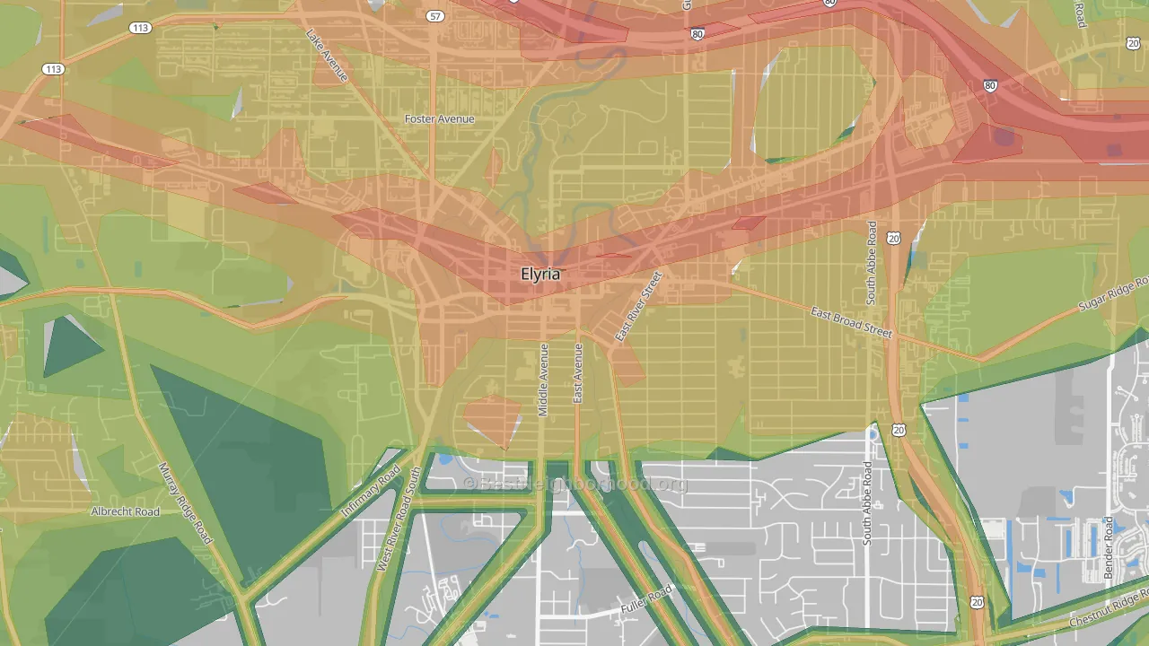 Downtown Elyria, Elyria, OH Map of Noise Levels in Downtown Elyria