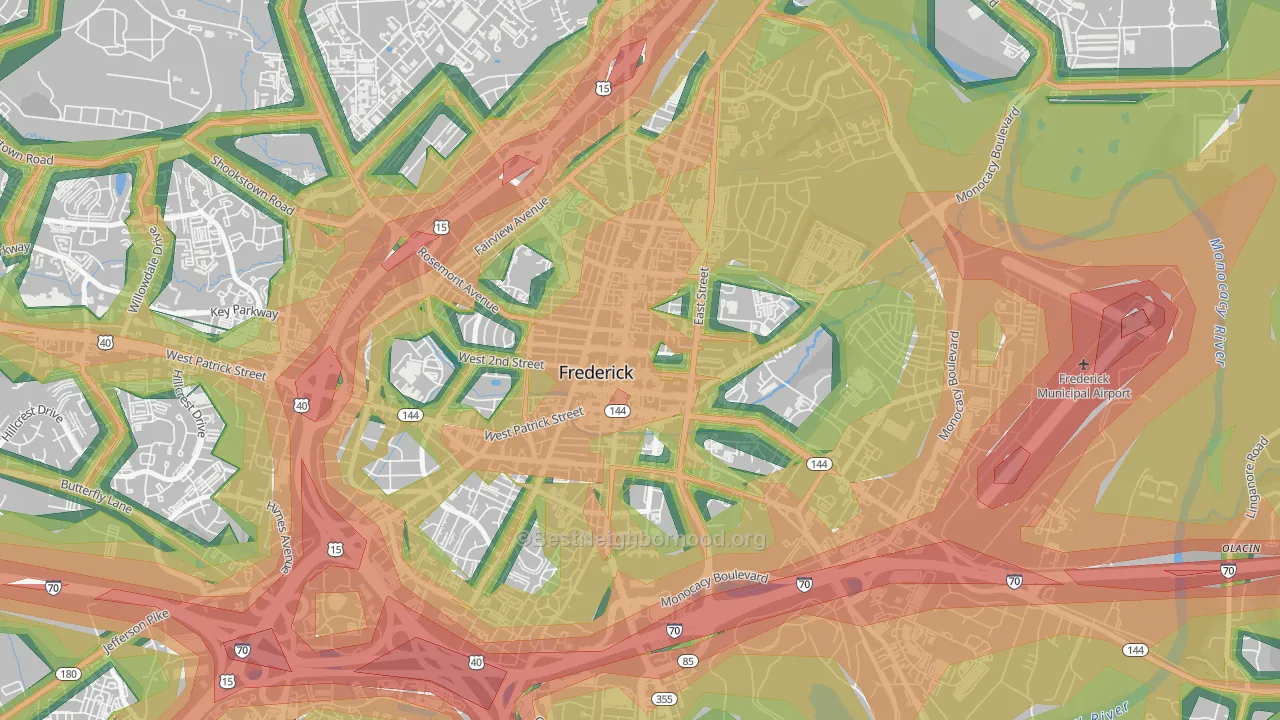 Downtown Frederick, Frederick, MD Map of Noise Levels in Downtown Frederick