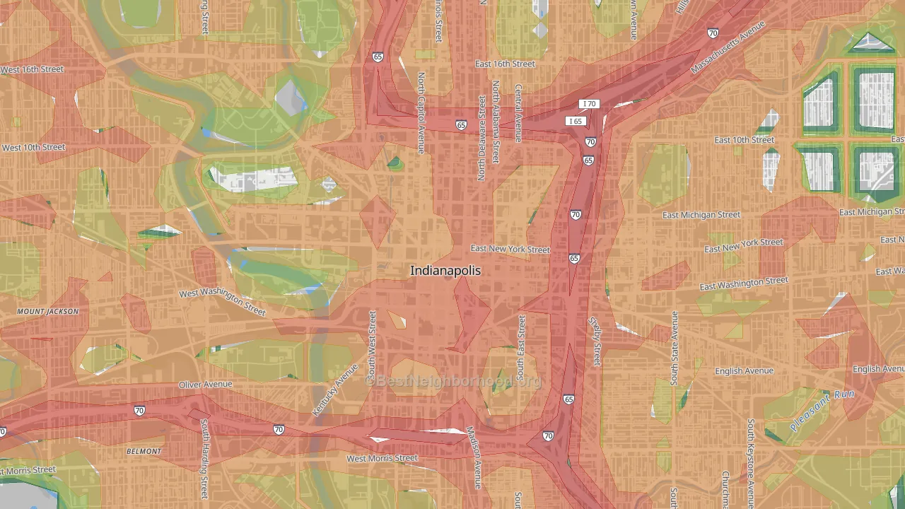 Downtown Indianapolis, Indianapolis, IN Map of Noise Levels in Downtown Indianapolis