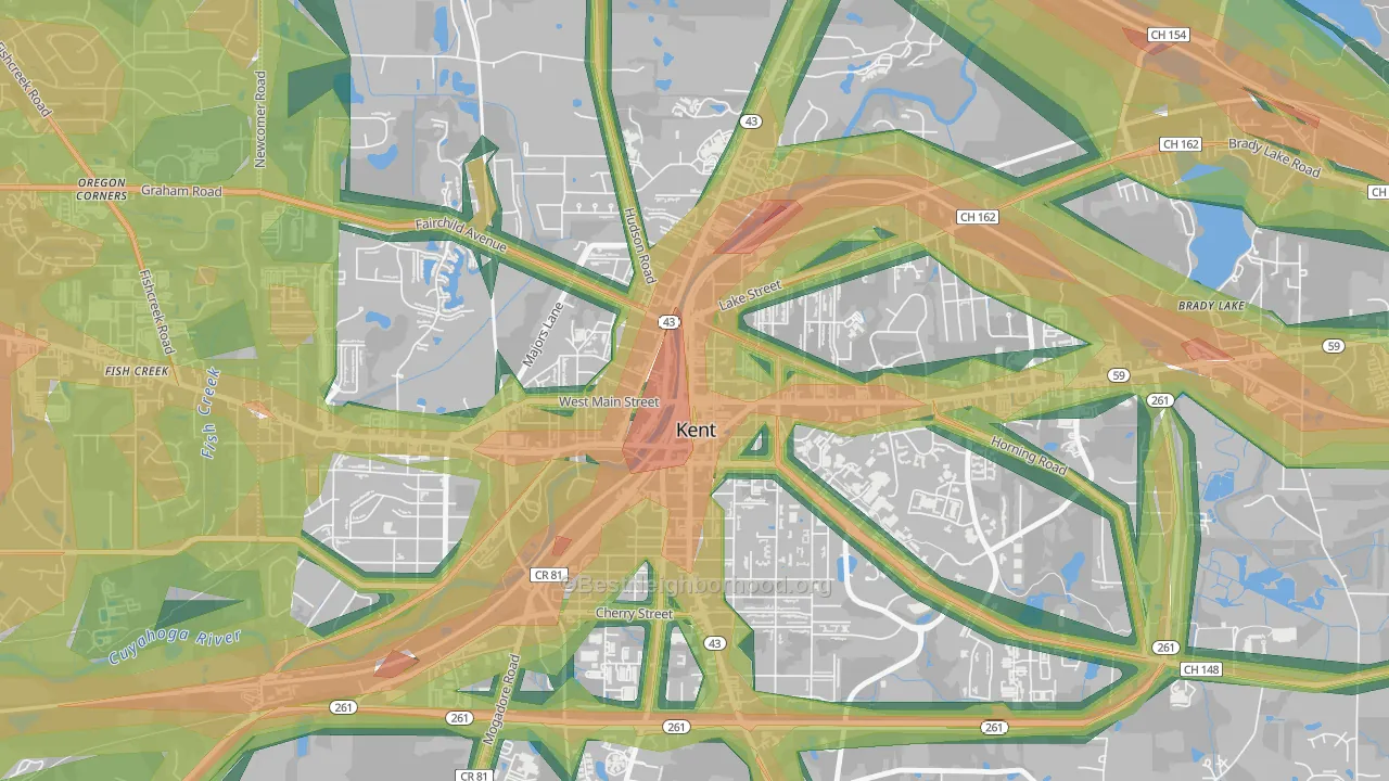 Downtown Kent, Kent, OH Map of Noise Levels in Downtown Kent
