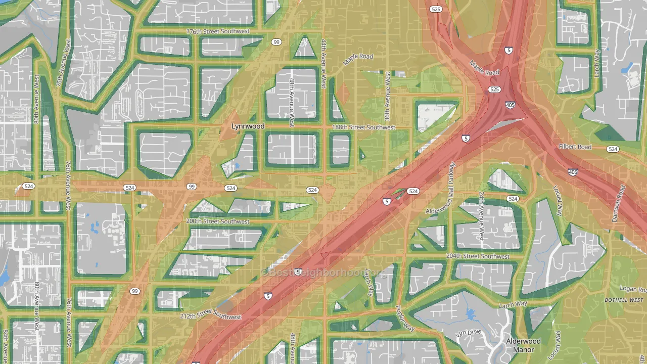 Downtown Lynnwood, Lynnwood, WA Map of Noise Levels in Downtown Lynnwood