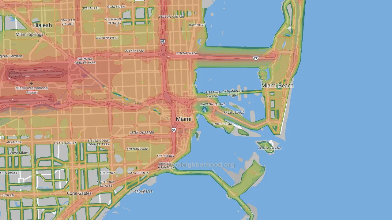 Downtown Miami, Miami, FL Map of Noise Levels in Downtown Miami