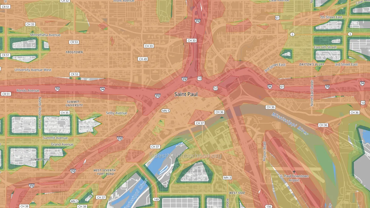 Downtown Minneapolis, St. Paul, MN Map of Noise Levels in Downtown Minneapolis