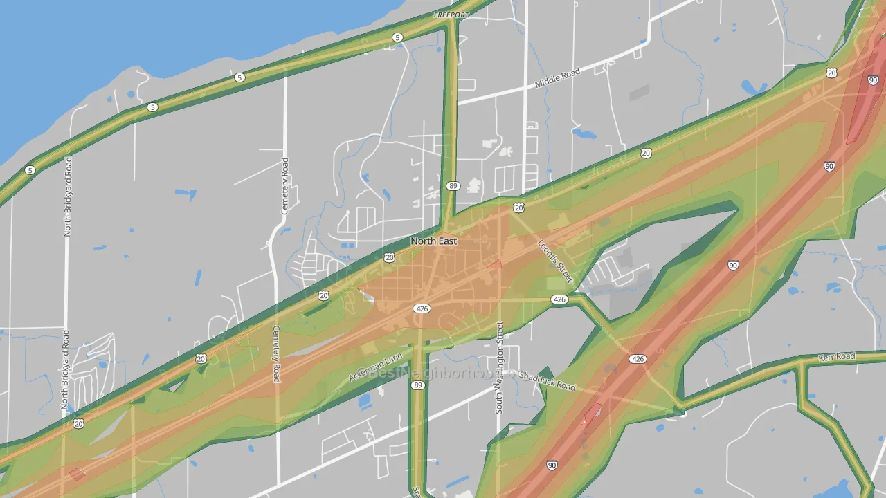 Downtown North East, North East, PA Map of Noise Levels in Downtown North East