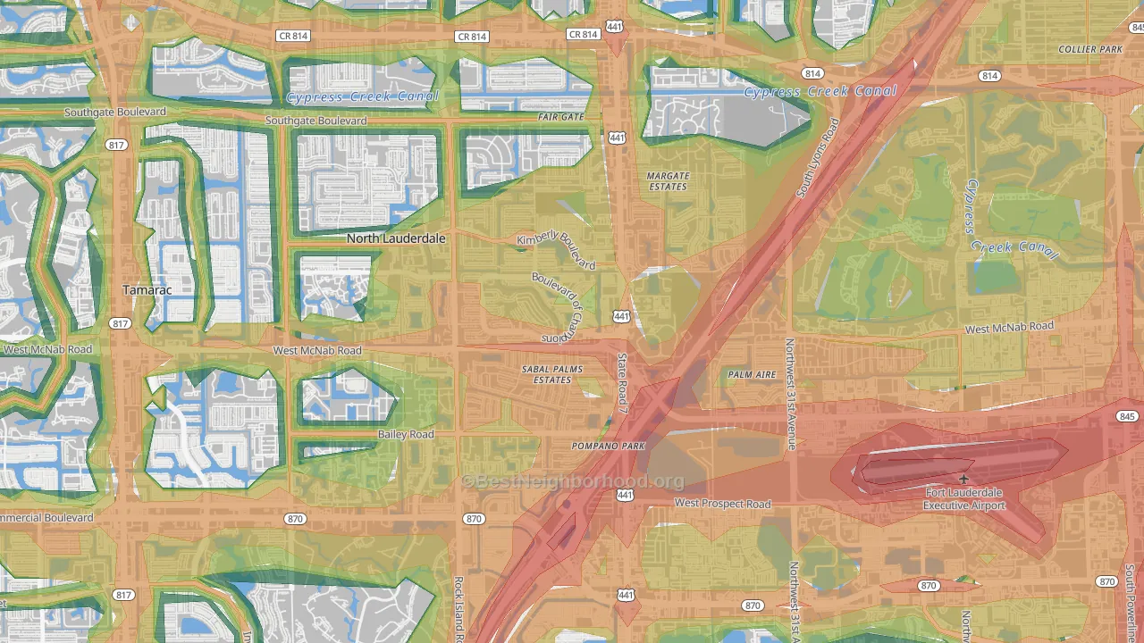 Downtown North Lauderdale, North Lauderdale, FL Map of Noise Levels in Downtown North Lauderdale