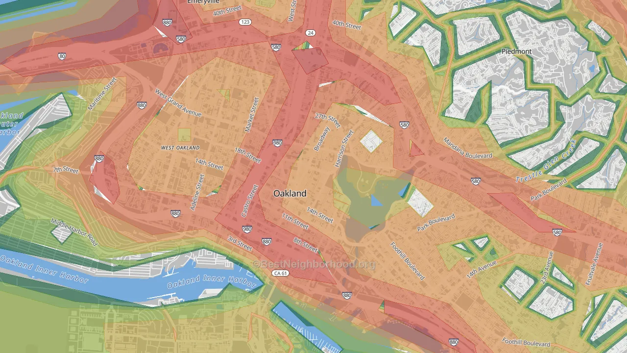 Downtown Oakland, Oakland, CA Map of Noise Levels in Downtown Oakland