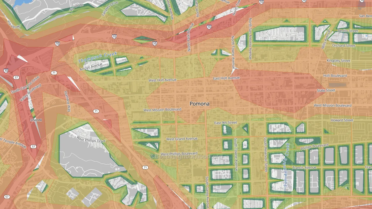Downtown Pomona, Pomona, CA Map of Noise Levels in Downtown Pomona