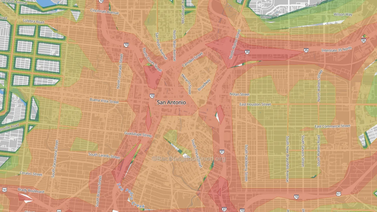 Downtown San Antonio, San Antonio, TX Map of Noise Levels in Downtown San Antonio