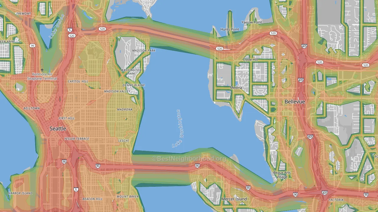 Downtown Seattle, Seattle, WA Map of Noise Levels in Downtown Seattle