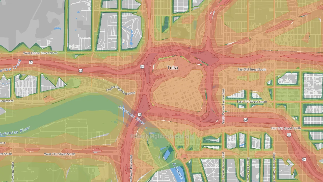 Downtown Tulsa, Tulsa, OK Map of Noise Levels in Downtown Tulsa