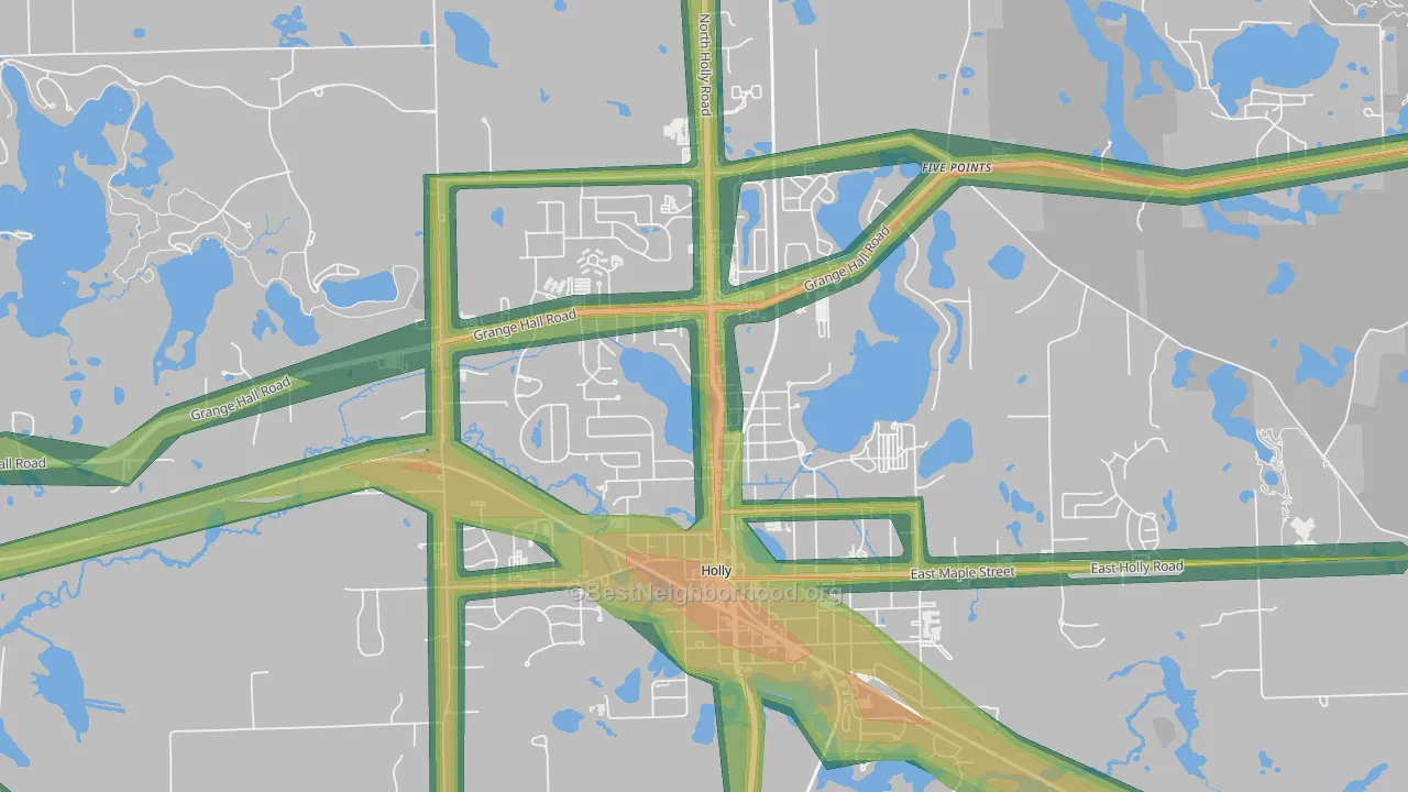 Downtown Village of Holly, Holly, MI Map of Noise Levels in Downtown Village of Holly