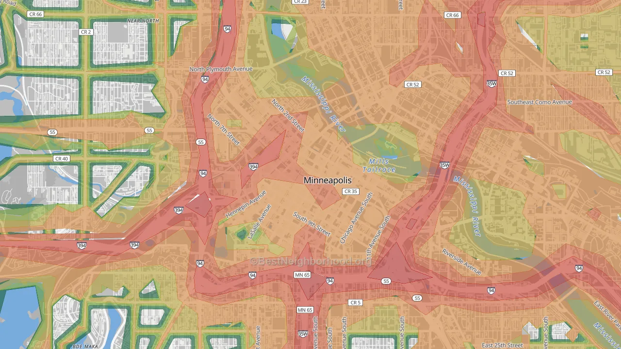 Downtown West, Minneapolis, MN Map of Noise Levels in Downtown West