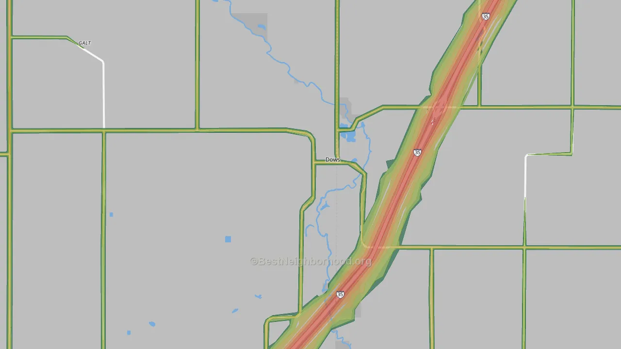 Dows, IA Map of Noise Levels in Dows