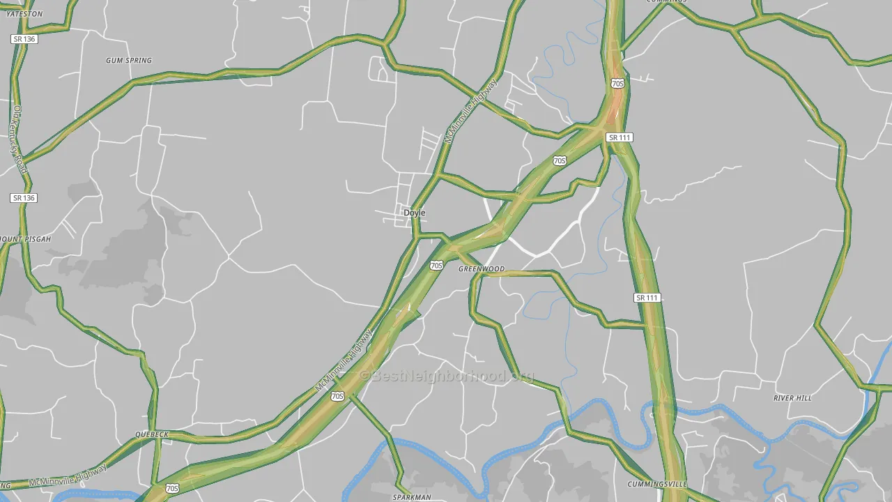 Doyle, TN Map of Noise Levels in Doyle