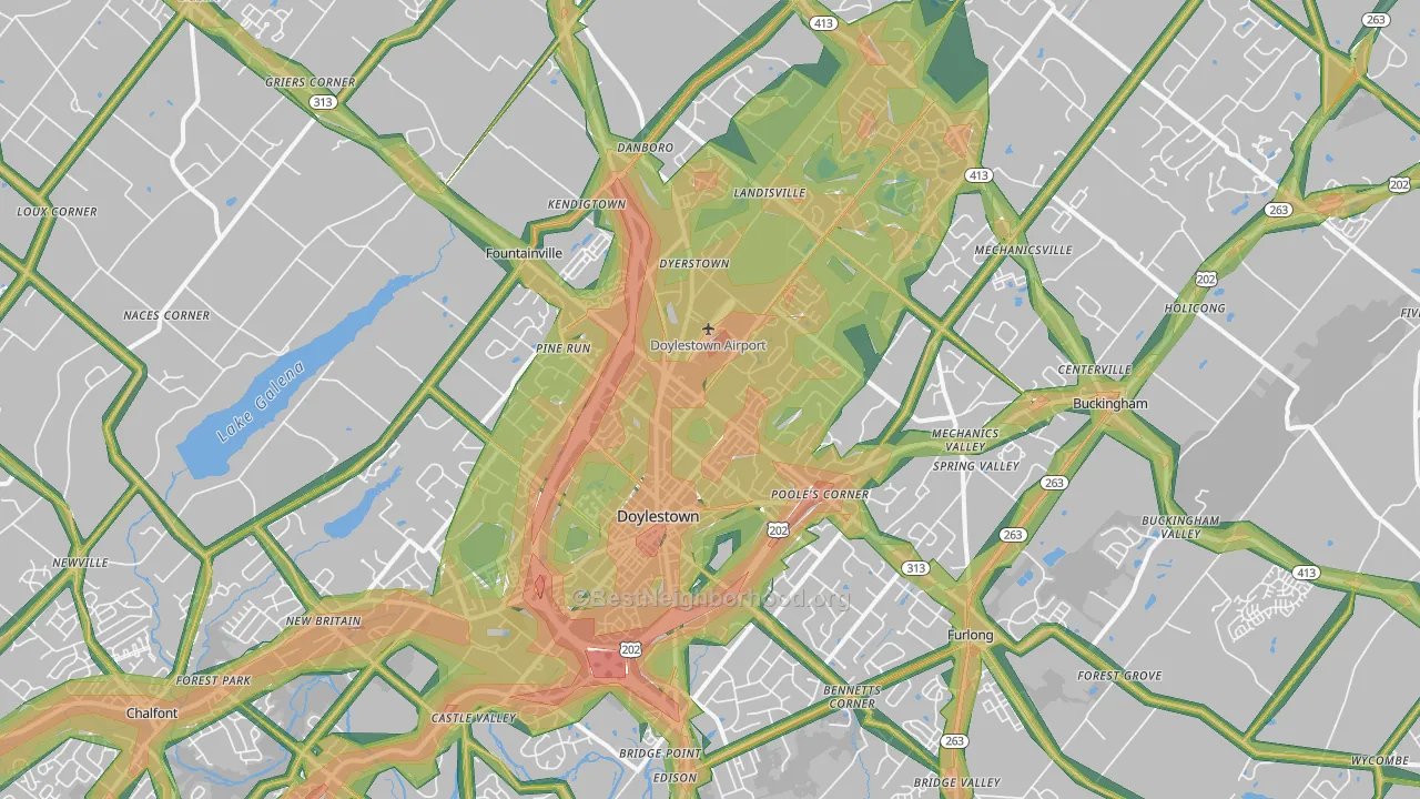 Doylestown, PA Map of Noise Levels in Doylestown