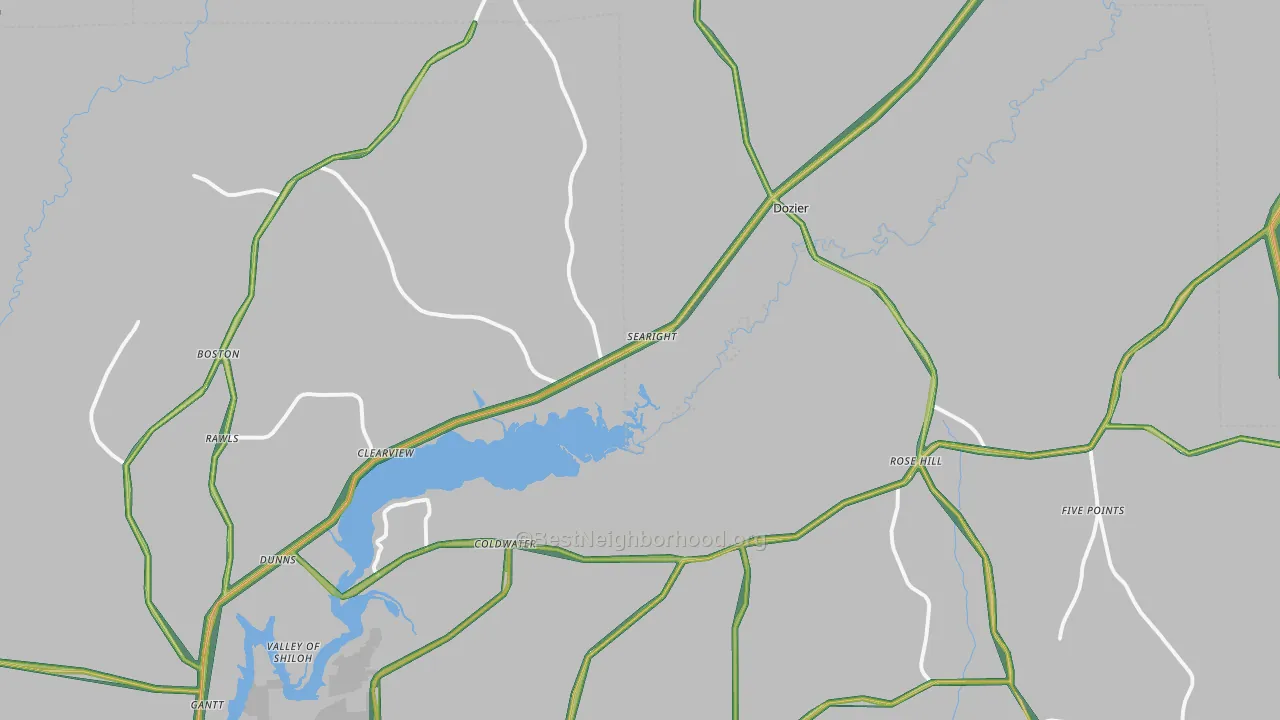 Dozier, AL Map of Noise Levels in Dozier