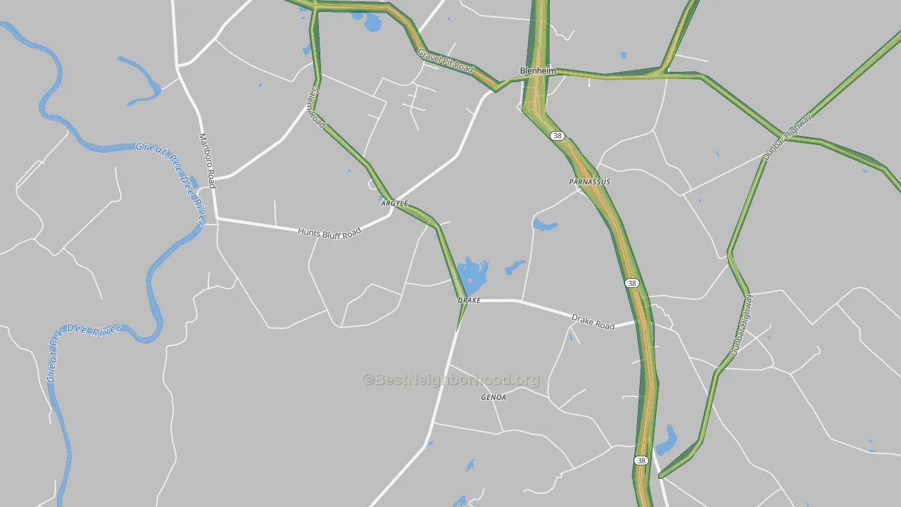 Drake, SC Map of Noise Levels in Drake