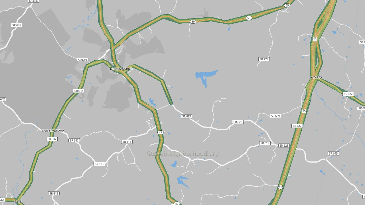Drakes Branch, VA Map of Noise Levels in Drakes Branch