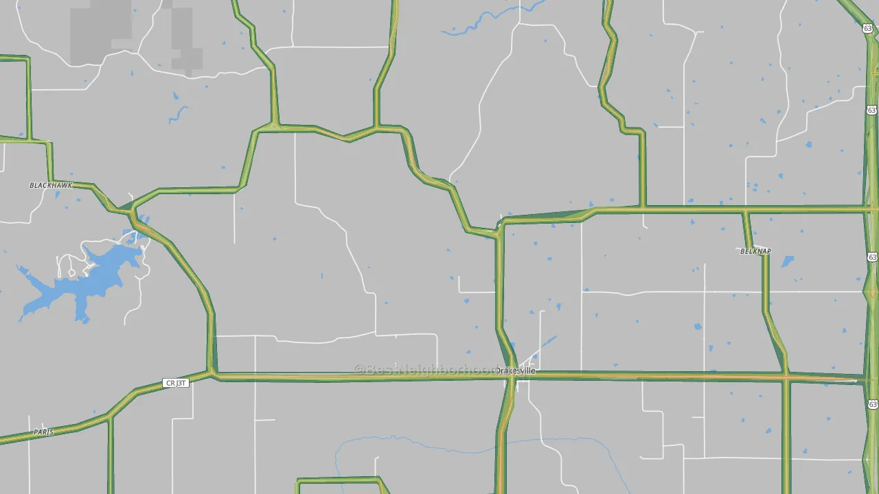 Drakesville, IA Map of Noise Levels in Drakesville