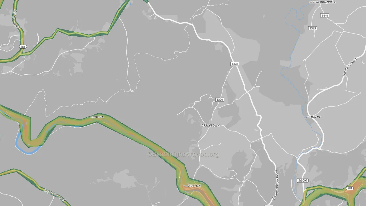 Draketown, PA Map of Noise Levels in Draketown