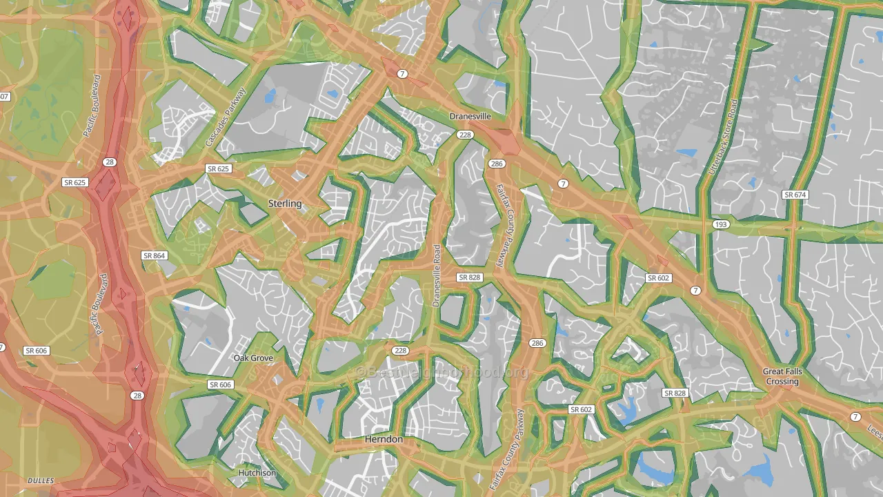 Dranesville, VA Map of Noise Levels in Dranesville