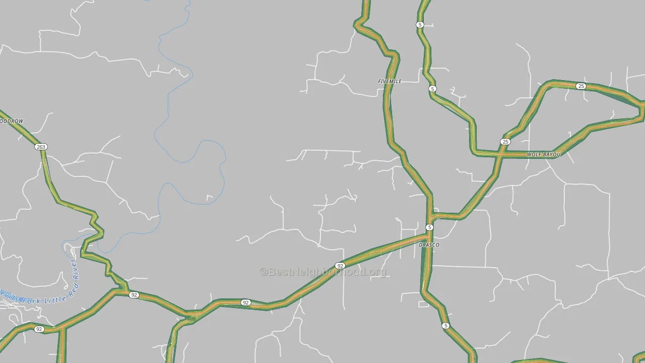 Drasco, AR Map of Noise Levels in Drasco