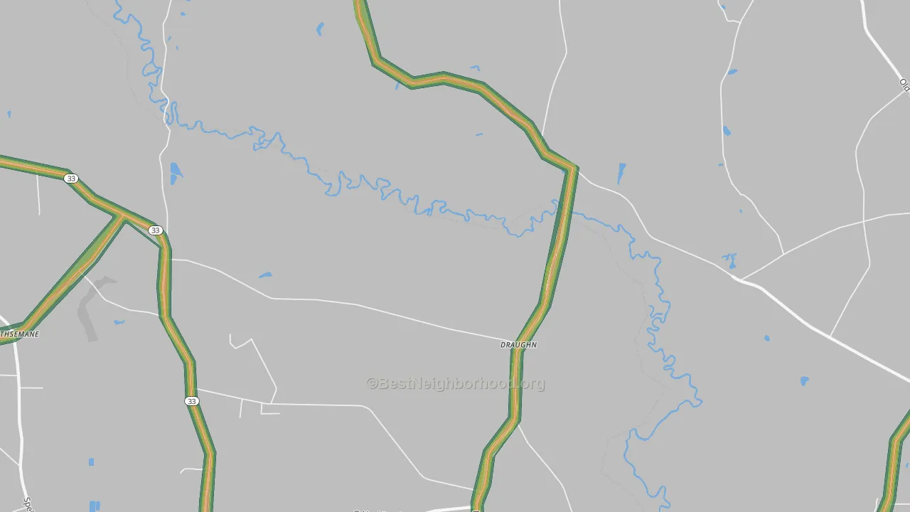 Draughn, NC Map of Noise Levels in Draughn