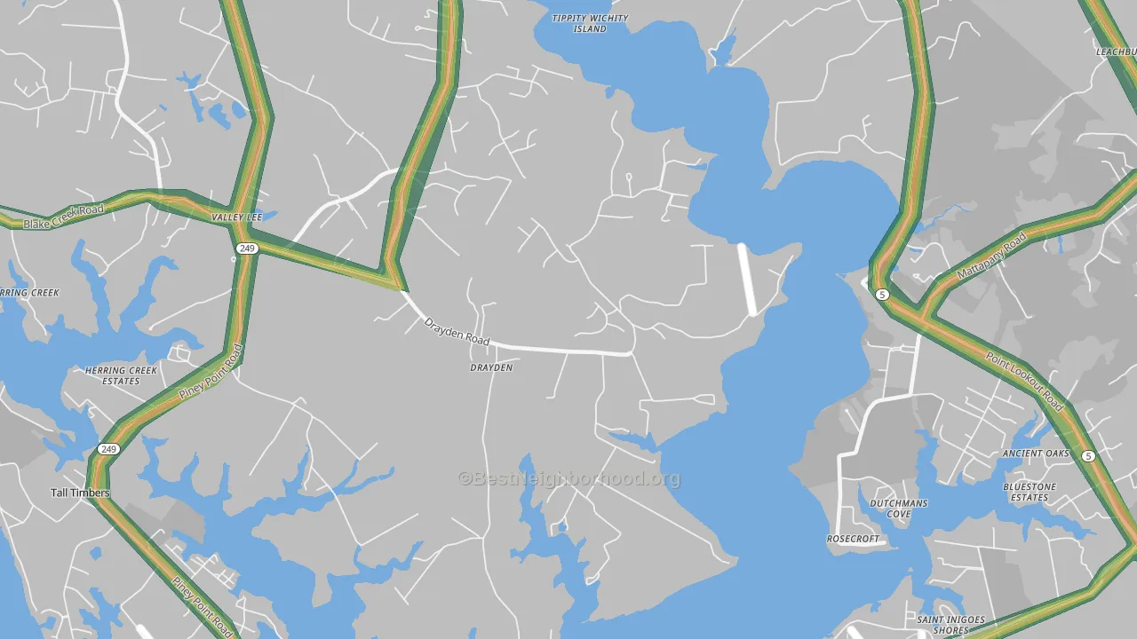 Drayden, MD Map of Noise Levels in Drayden