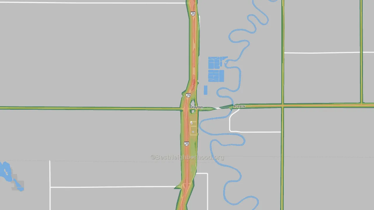 Drayton, ND Map of Noise Levels in Drayton