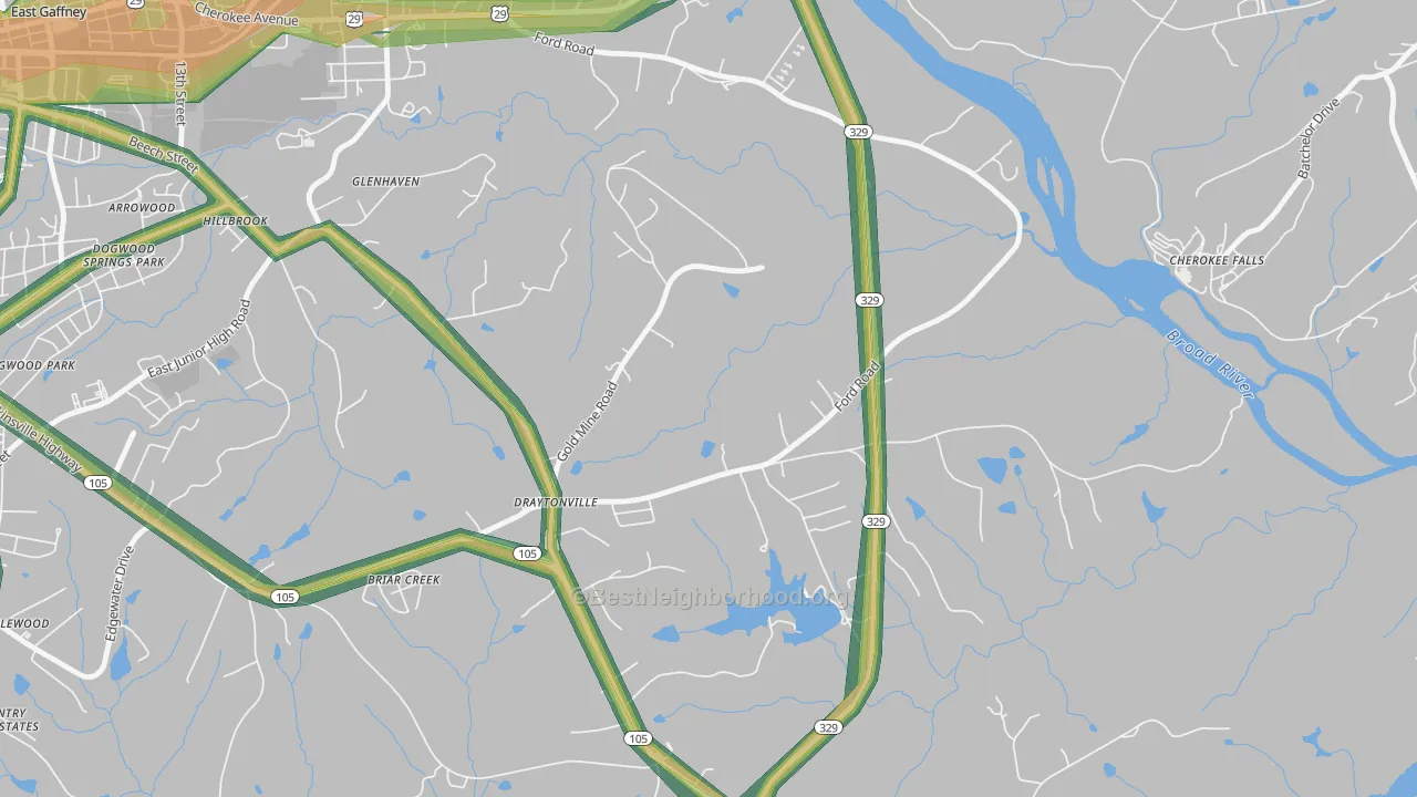 Draytonville, SC Map of Noise Levels in Draytonville