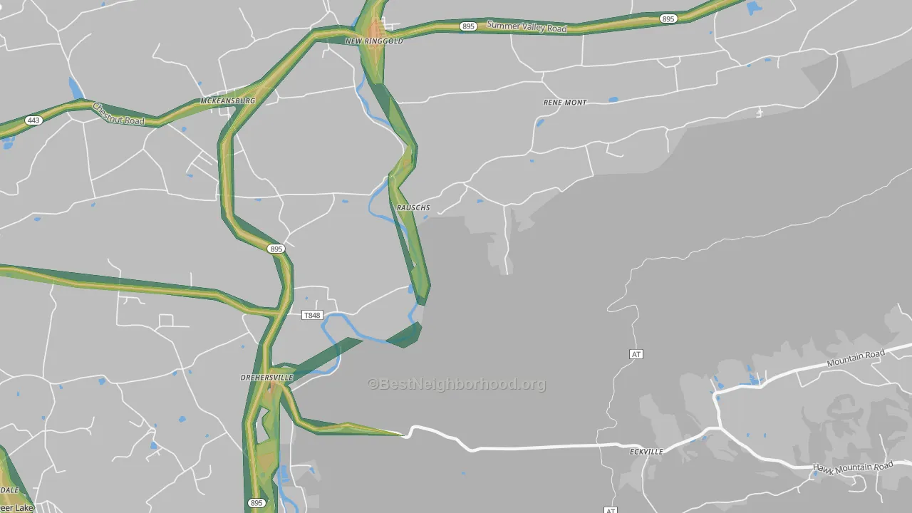 Drehersville, PA Map of Noise Levels in Drehersville