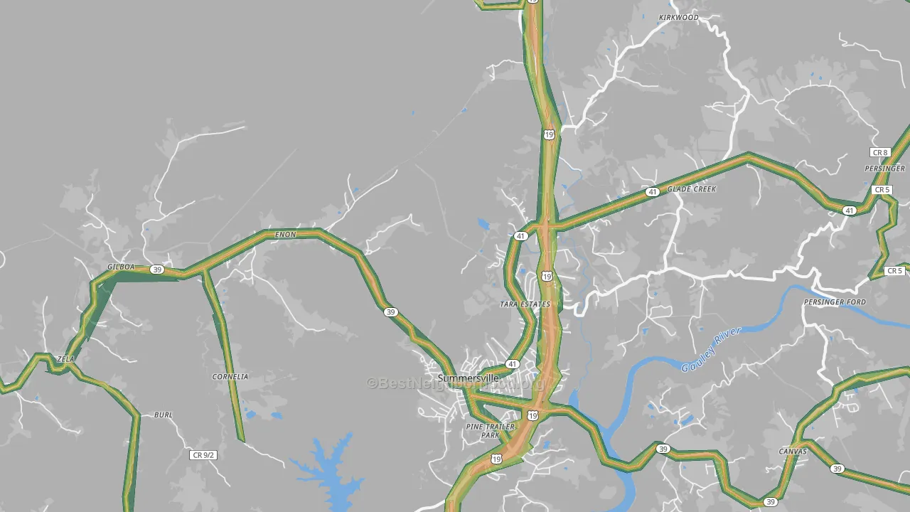 Drennen, WV Map of Noise Levels in Drennen