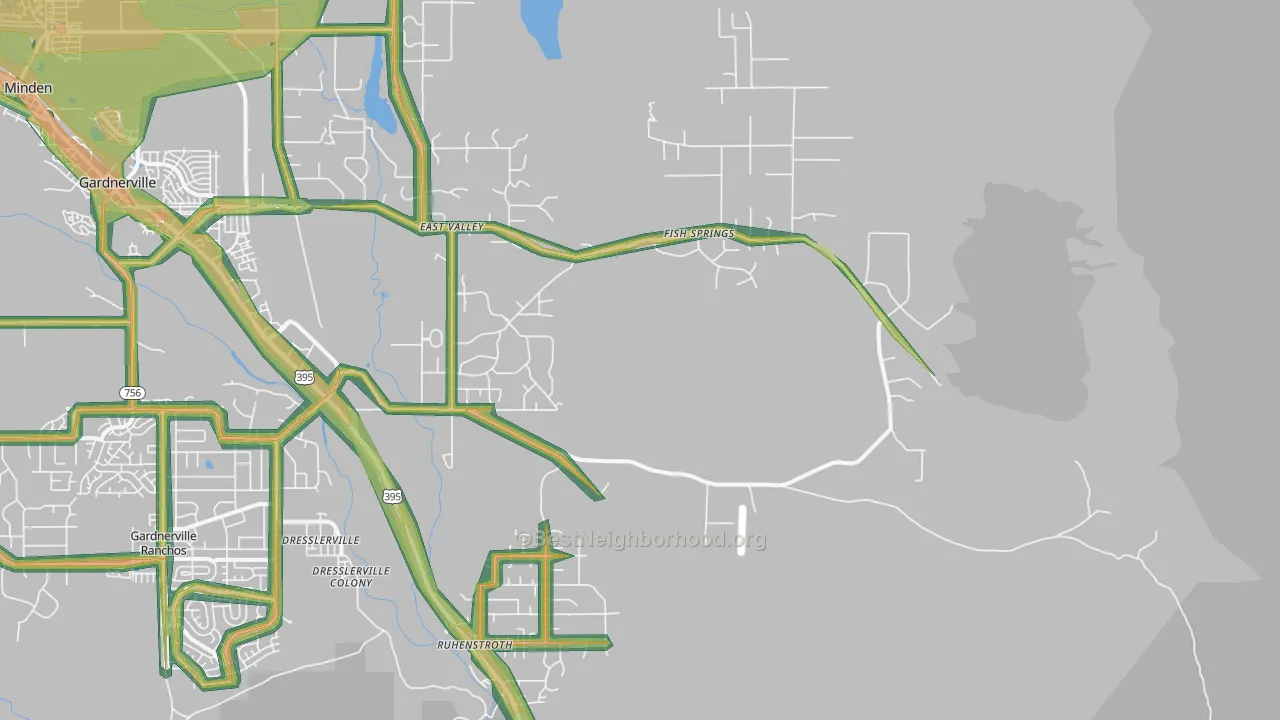 Dresslerville, NV Map of Noise Levels in Dresslerville