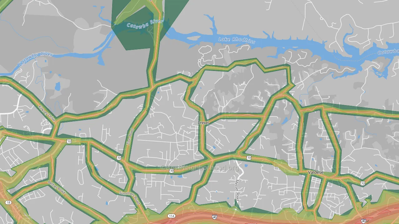 Drexel, NC Map of Noise Levels in Drexel
