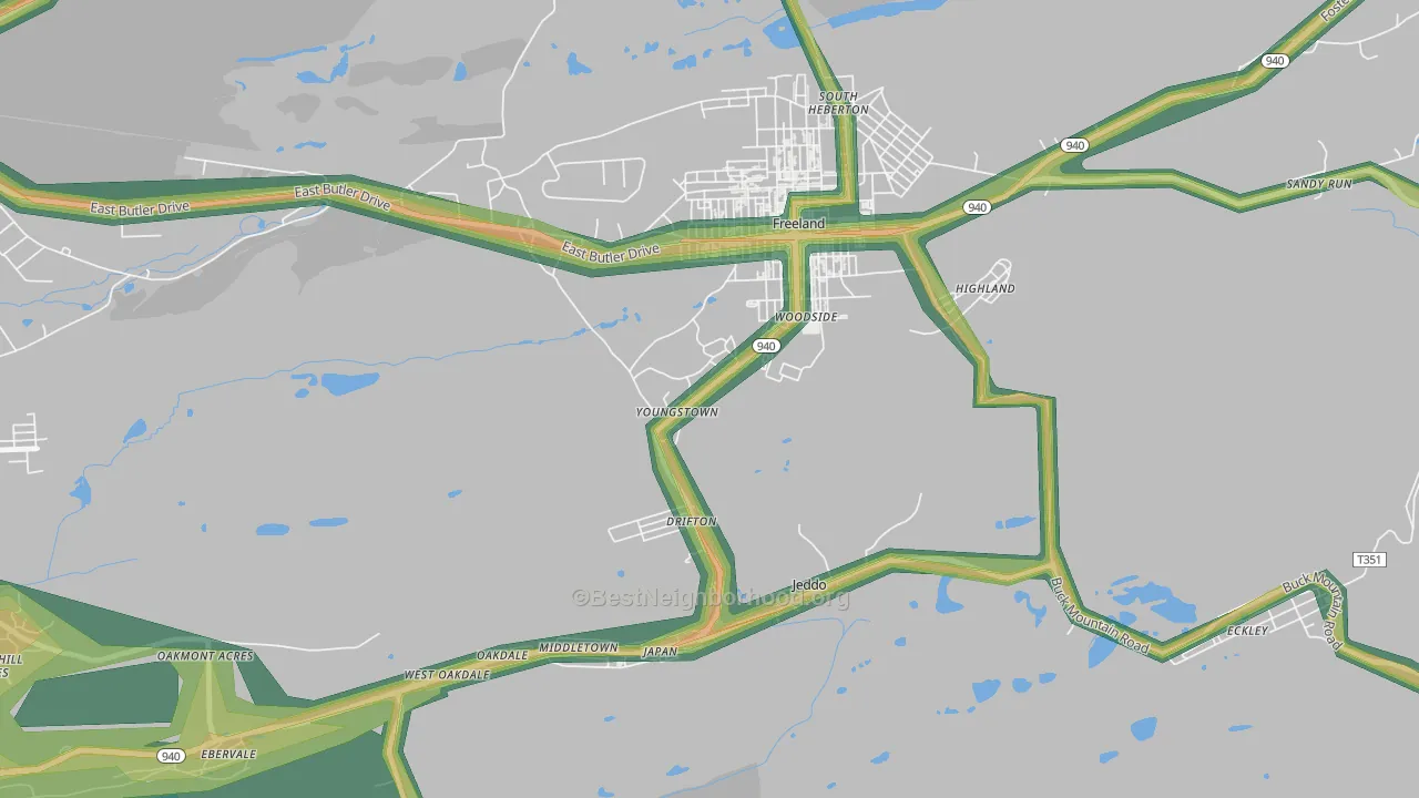Drifton, PA Map of Noise Levels in Drifton