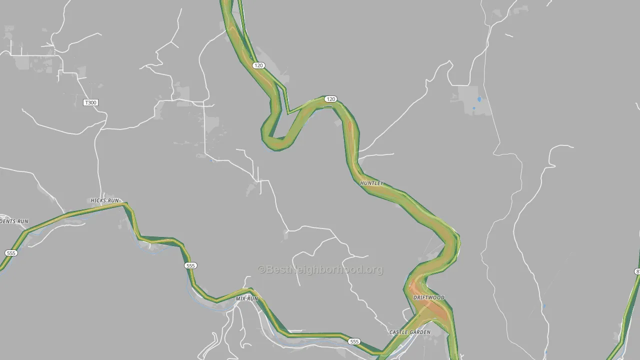 Driftwood, PA Map of Noise Levels in Driftwood