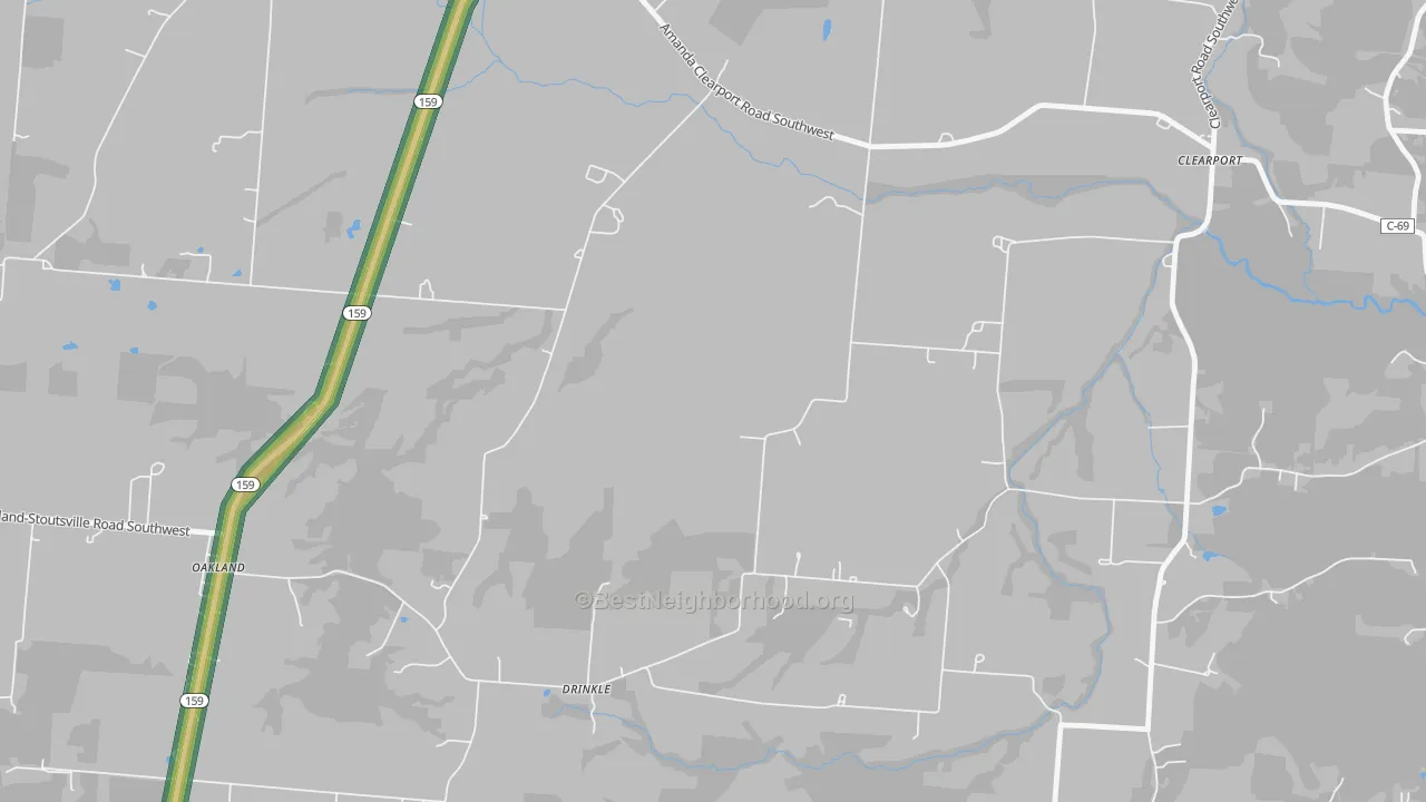 Drinkle, OH Map of Noise Levels in Drinkle
