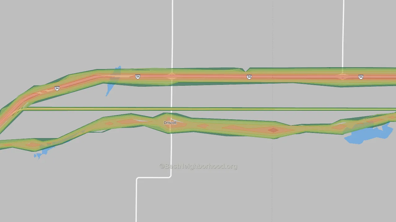 Driscoll, ND Map of Noise Levels in Driscoll