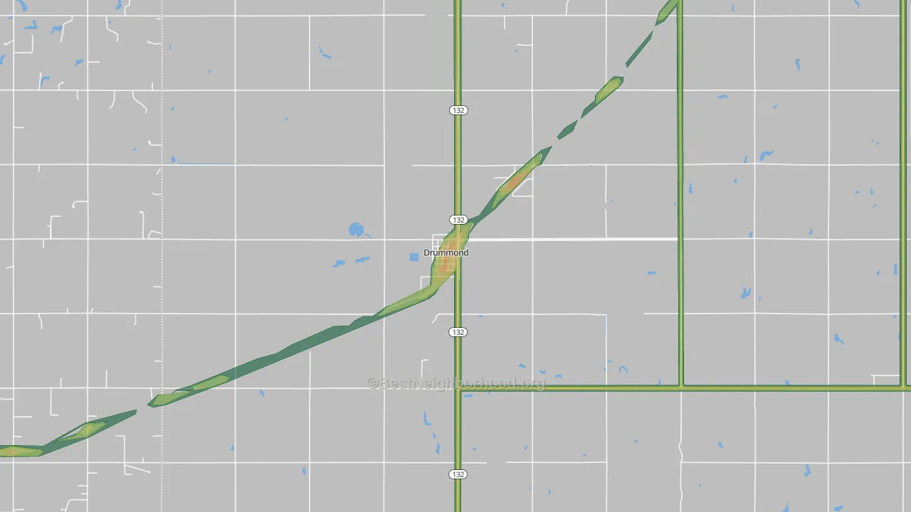 Drummond, OK Map of Noise Levels in Drummond